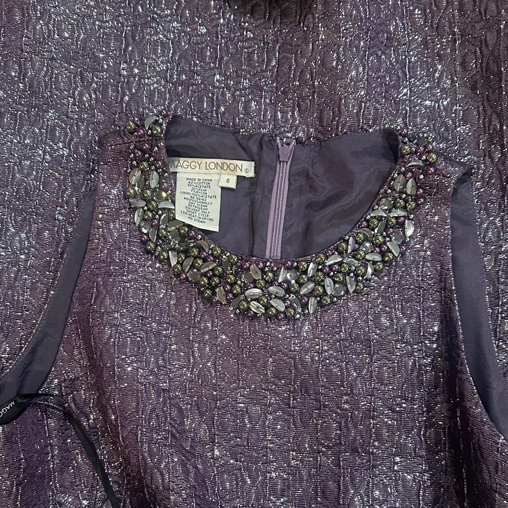 Maggy London Lavender Dress with Embellished Collar
